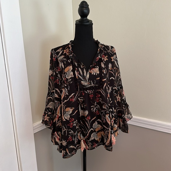 Maeve Floral Peasant Blouse, Size L - Picture 2 of 15